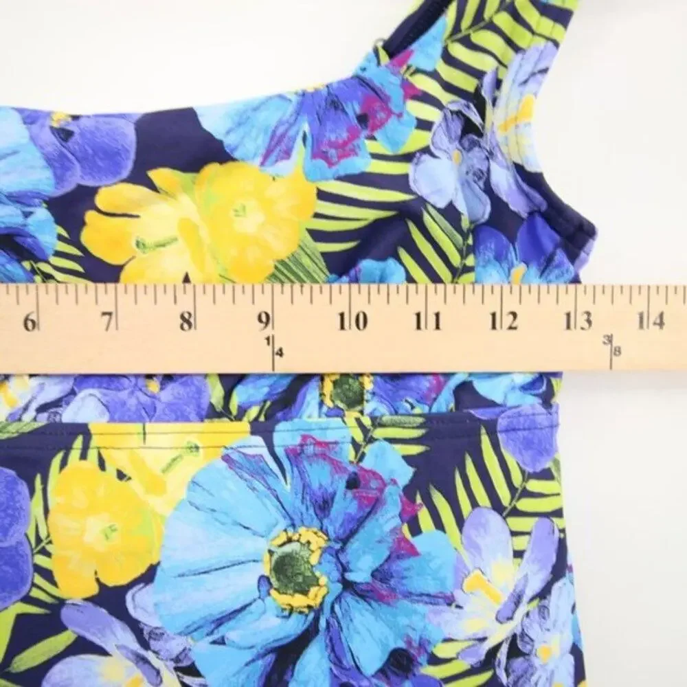 NWOT Lands End Swim Tankini Top Purple Yellow Floral Tropical Size 2P - Picture 5 of 9
